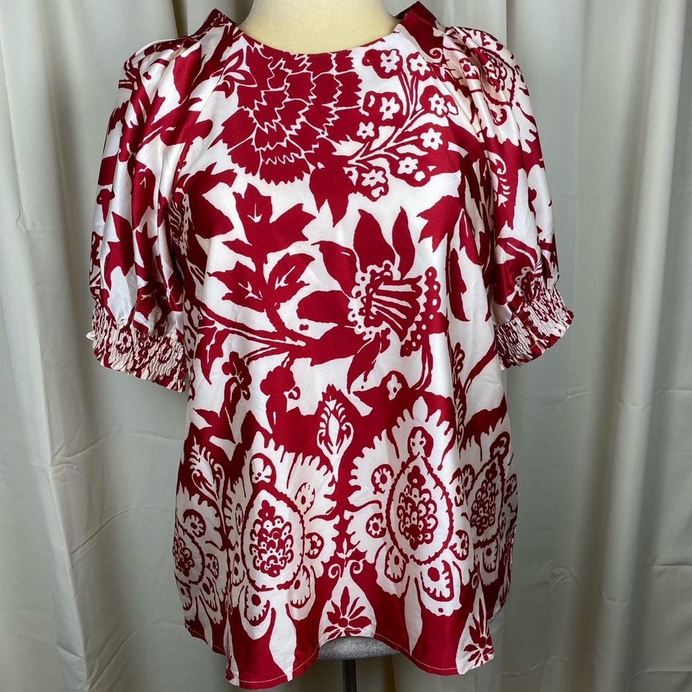 JODIFL Red and White Floral Blouse - Picture 3 of 5